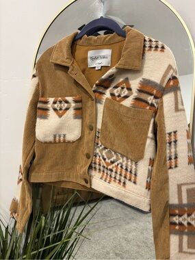 Reserve Fairfax brown corduroy jacket with Aztec pattern. Size xxs